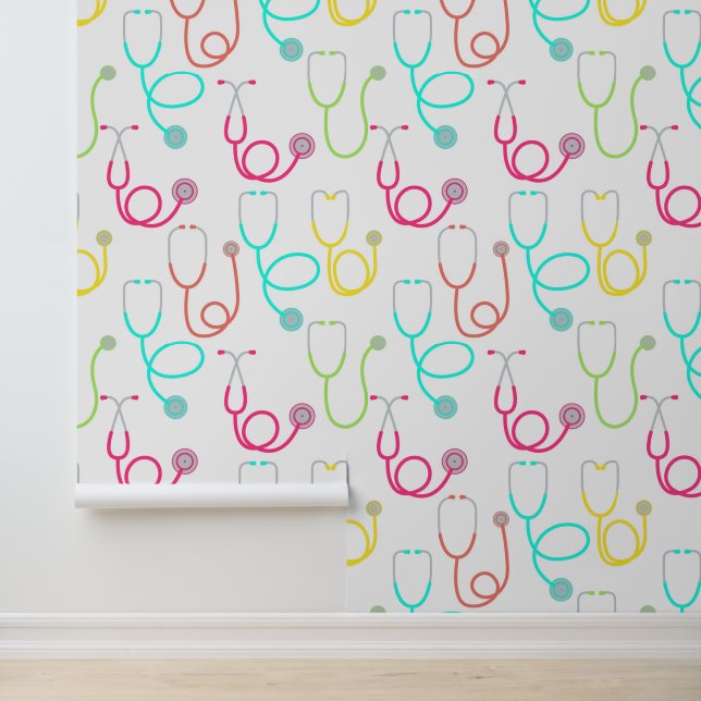 Papel Pintado Patrón de estetioscopio de neón (Solicitud)