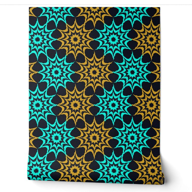 Papel Pintado Patrón de estrella hexagonal Art Nouveau (Desenrollar)
