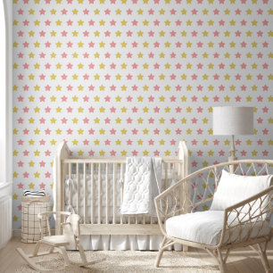 Papel Pintado Patrón de estrella Minimalista rosada de juguete