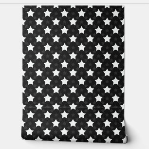 Papel Pintado Patrón de estrellas blancas negras
