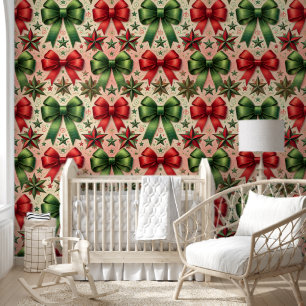 Papel Pintado Patrón de estrellas y arcos de Navidad vintage