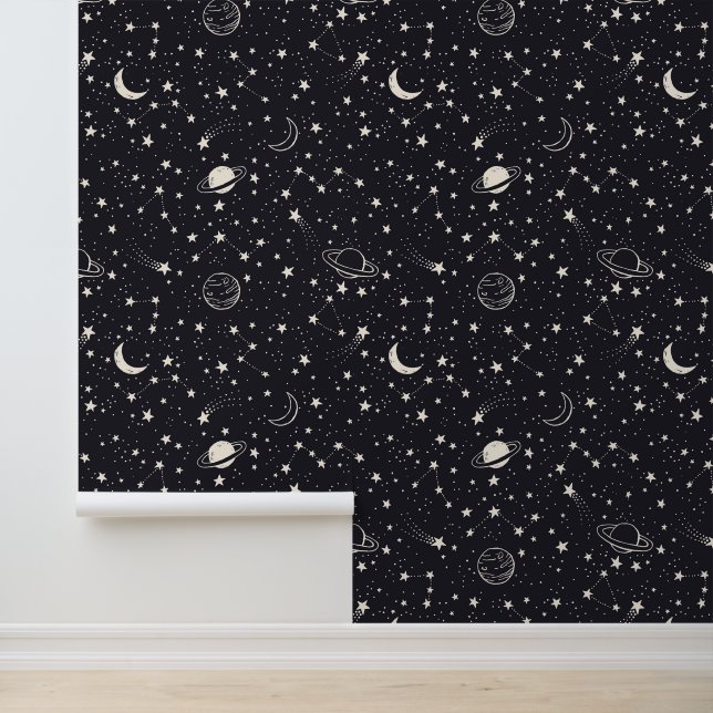 Papel Pintado Patrón de estrellas y planetas (Solicitud)