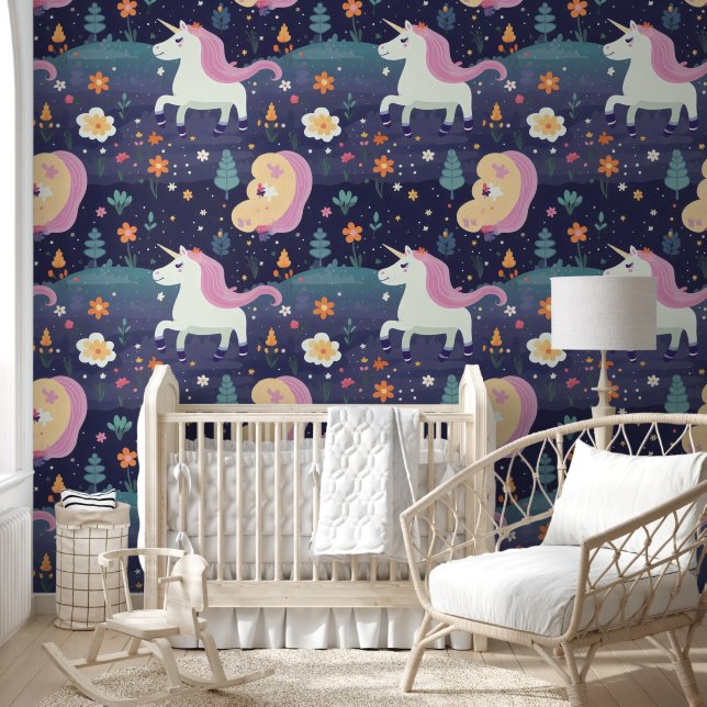 Papel Pintado Patrón de fantasía de unicornio (Niños)