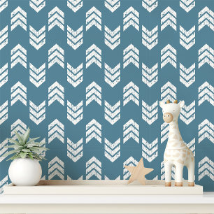 Papel Pintado Patrón de flecha de Chevron con textura azul y bla