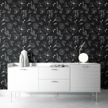 Patrón de flor blanca negra floral oscura botánica