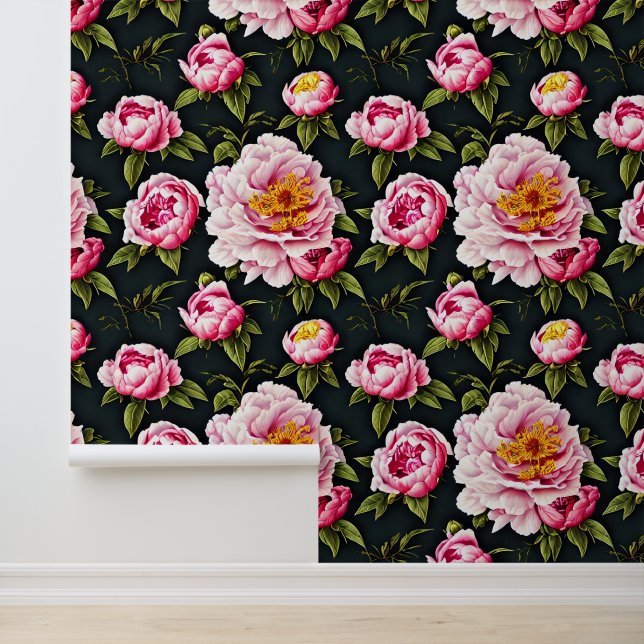 Papel Pintado Patrón de flor de pradera de campo peony (Solicitud)