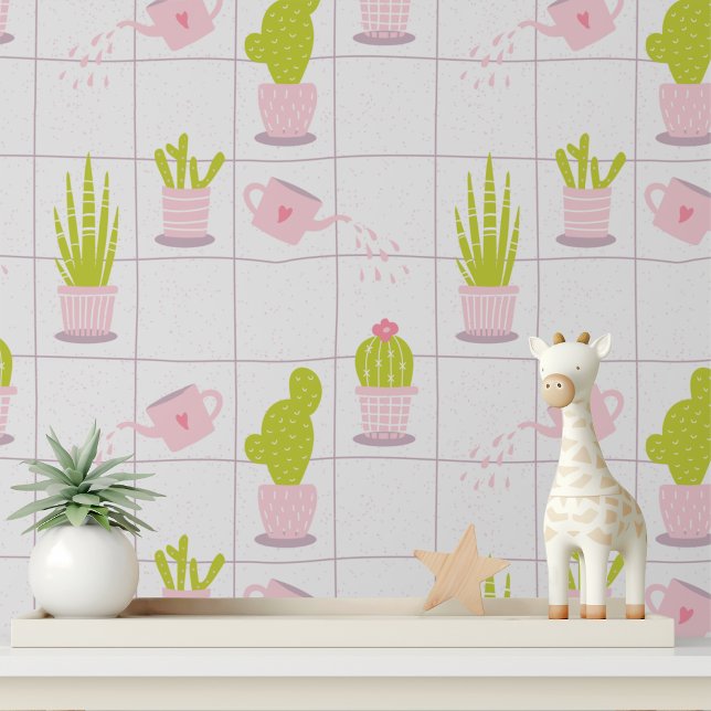 Papel Pintado Patrón de flor rosa de Cactus moderno de moda (Subido por el creador)
