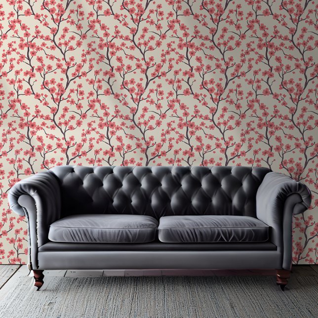 Papel Pintado Patrón de flores de cerezo rojas y rosas (Subido por el creador)