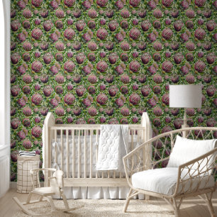 Papel Pintado Patrón de flores de protección rosa y verde