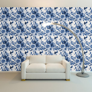 Papel Pintado Patrón de flores de Rosa azul