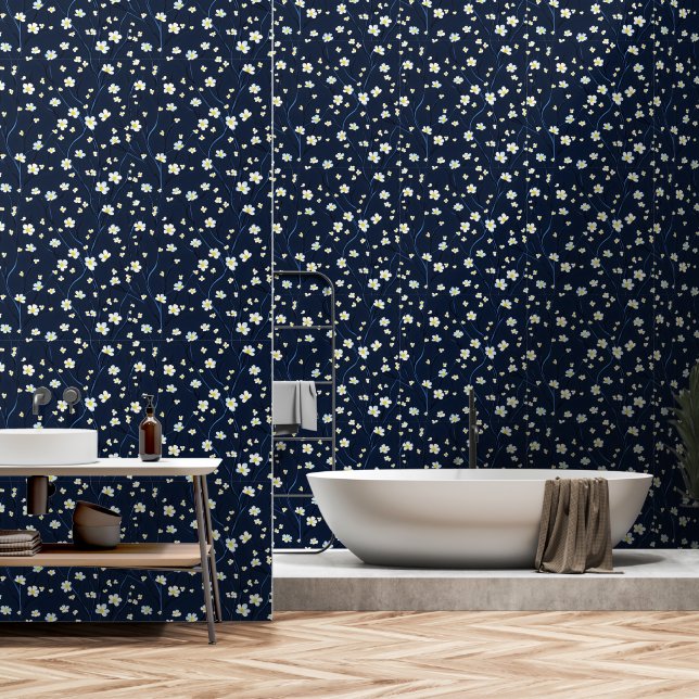 Papel Pintado Patrón de Flores Delicadas (Baño)