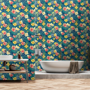 Papel Pintado Patrón de flores exóticas coloridas