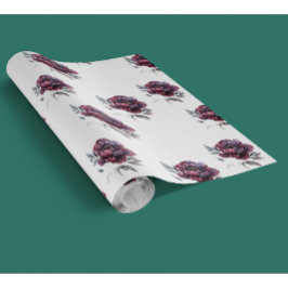 Papel Pintado Patrón de flores góticas blancas y rosadas