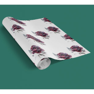 Papel Pintado Patrón de flores góticas blancas y rosadas