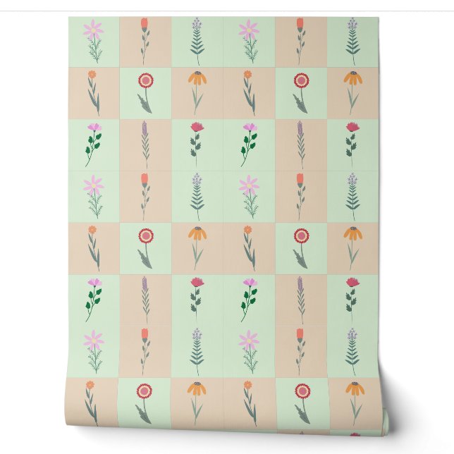 Papel Pintado Patrón de flores pastel de verano (Desenrollar)