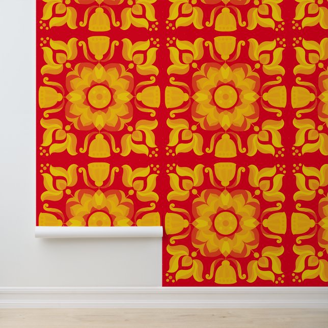 Papel Pintado Patrón de flores retro de setecientos (Solicitud)