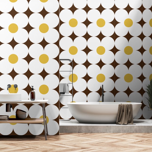 Papel Pintado Patrón de flores retro de setecientos (Baño)