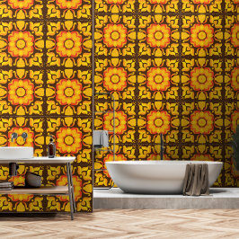 Papel Pintado Patrón de flores retro de setecientos