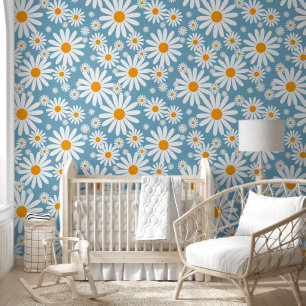 Papel Pintado Patrón de flores retro de Setenties Daisies