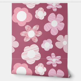 Papel Pintado patrón de flores rosa oscuro