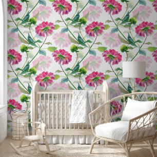 Papel Pintado Patrón de flores rosadas