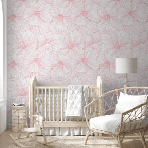Papel Pintado Patrón de flores rosadas