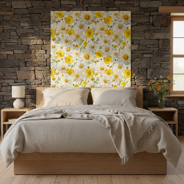 Papel Pintado Patrón de flores silvestres acuarela amarilla 