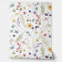 Patrón de flores silvestres, mariposas y libagonfl