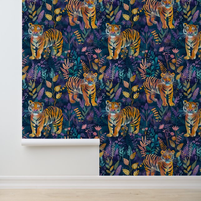 Papel Pintado Patrón de follaje tigre moderno (Solicitud)