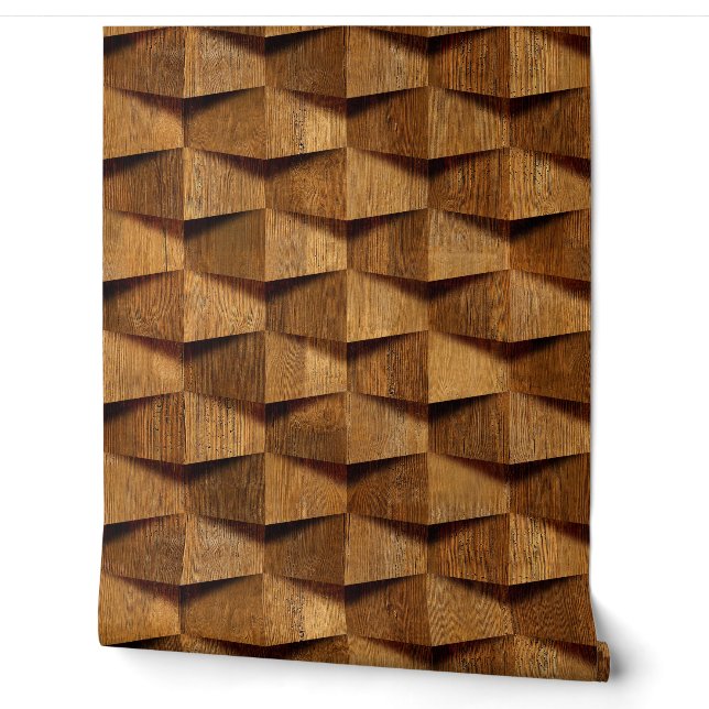 Papel Pintado Patrón de forma de madera marrón oscuro natural (Desenrollar)
