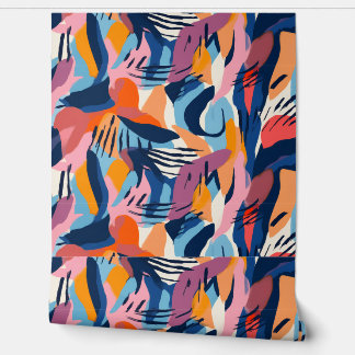 Papel Pintado Patrón de Formas Abstractas Modernas Vibrantes
