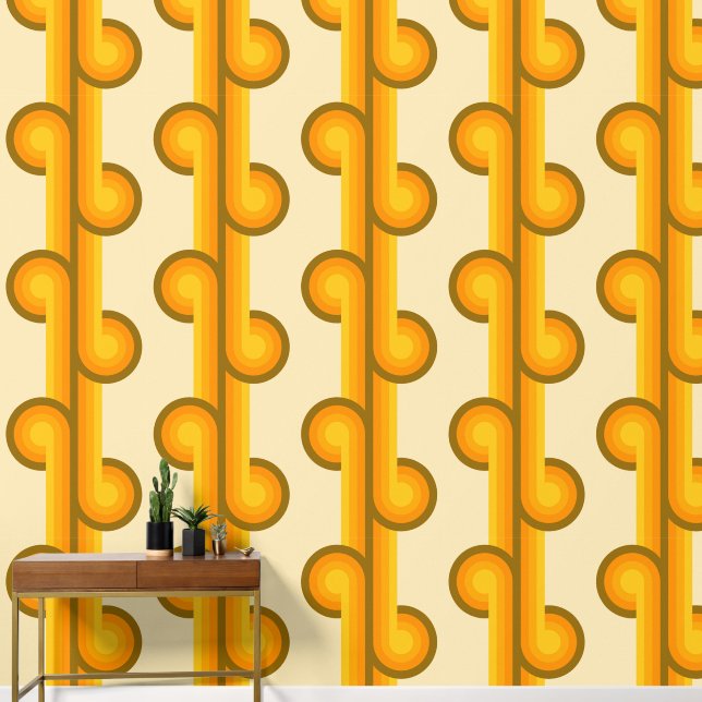 Papel Pintado Patrón de formas geométricas retro sólido 2 (Pasillo)