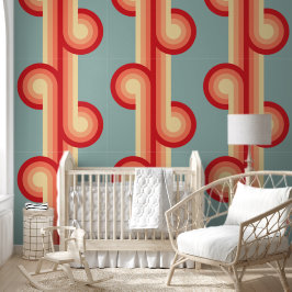Papel Pintado Patrón de formas geométricas retro sólido 3