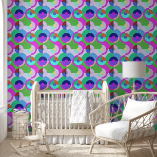 Papel Pintado Patrón de formas geométricas retro sólido 5