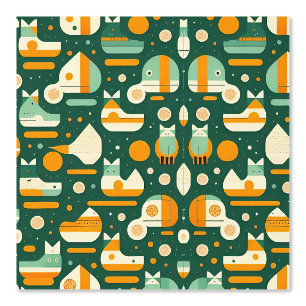 Papel Pintado Patrón de formas y animales geométricos juguetones