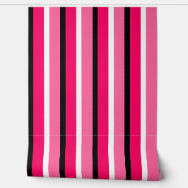 Papel Pintado Patrón de franjas rosadas oscuras y claras