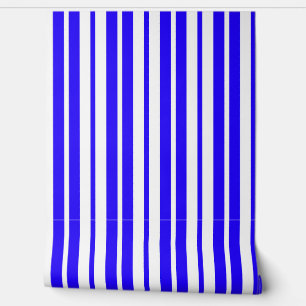 Papel Pintado Patrón de franjas verticales blancas azules