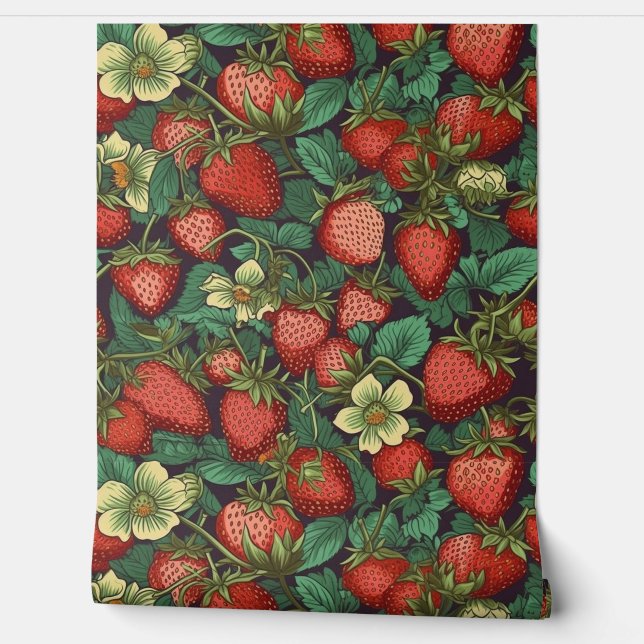 Papel Pintado Patrón de fresas (Desenrollar)