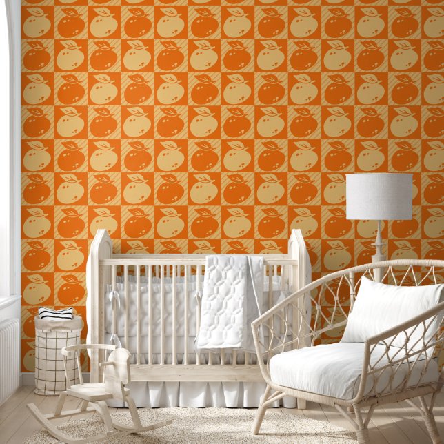 Papel Pintado Patrón de fruta de Apricot Cute (Niños)