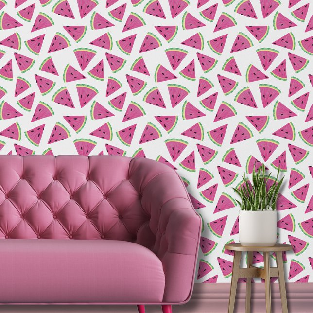 Papel Pintado Patrón de fruta de la sandía (Pink watermelon wallpaper)