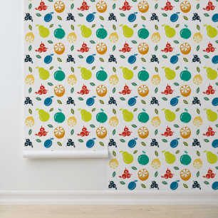 Papel Pintado Patrón de frutas, ciruela, Naranja, limón, pera, m