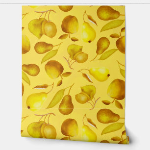 Papel Pintado Patrón de frutas diferente Amarillo