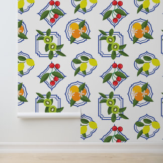 Papel Pintado Patrón de Frutas Mediterráneas