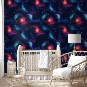 Papel Pintado Patrón de galaxia azul oscuro