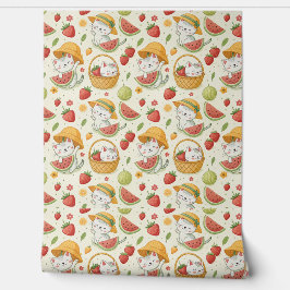 Papel Pintado Patrón de gato de frutas de verano - Diseño de pic
