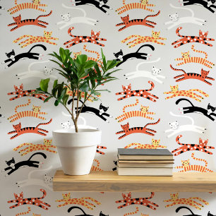 Papel Pintado Patrón de gato divertido