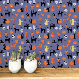 Papel Pintado Patrón de gatos de Halloween