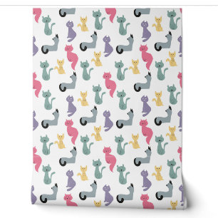 Papel Pintado patrón de gatos divertidos