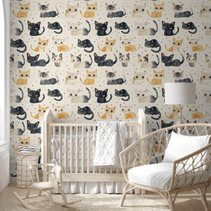 Papel Pintado Patrón de Gatos Raros