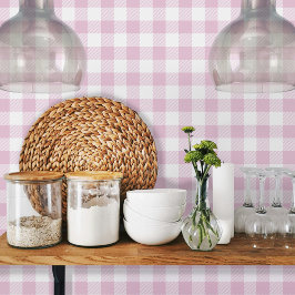 Papel Pintado Patrón de Gingham de Baby Pink Vichy